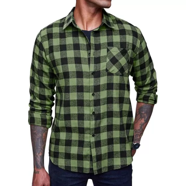 COOFANDY Men's Flannel Plaid Shirts Long Sleeve Button Down Casual Shirt Jacket