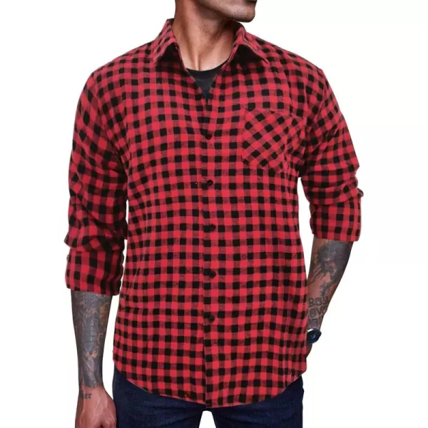 COOFANDY Men's Flannel Plaid Shirts Long Sleeve Button Down Casual Shirt Jacket