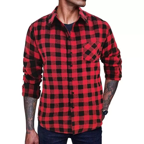 COOFANDY Men's Flannel Plaid Shirts Long Sleeve Button Down Casual Shirt Jacket