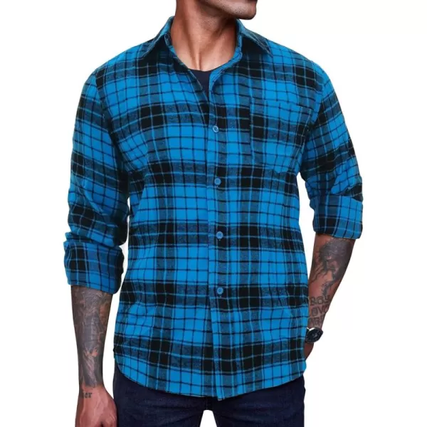 COOFANDY Men's Flannel Plaid Shirts Long Sleeve Button Down Casual Shirt Jacket