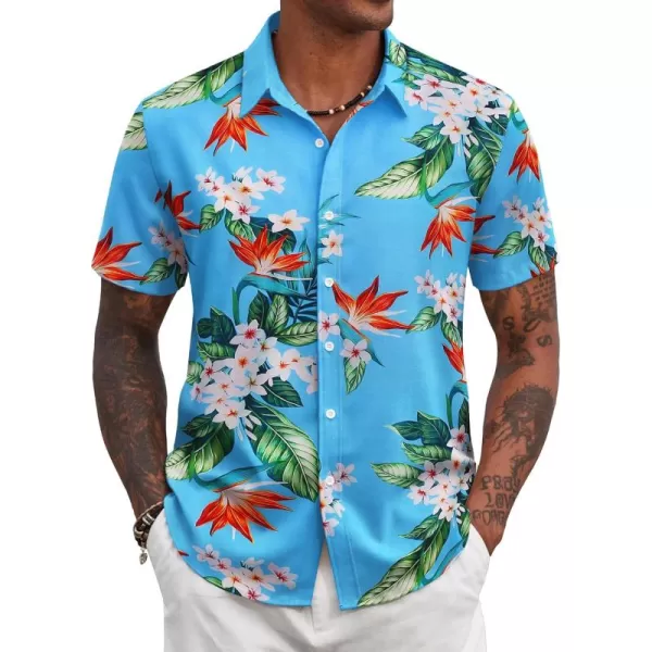 COOFANDY Mens Hawaiian Floral Shirts Tropical Button Down Shirt Summer Beach Shirt