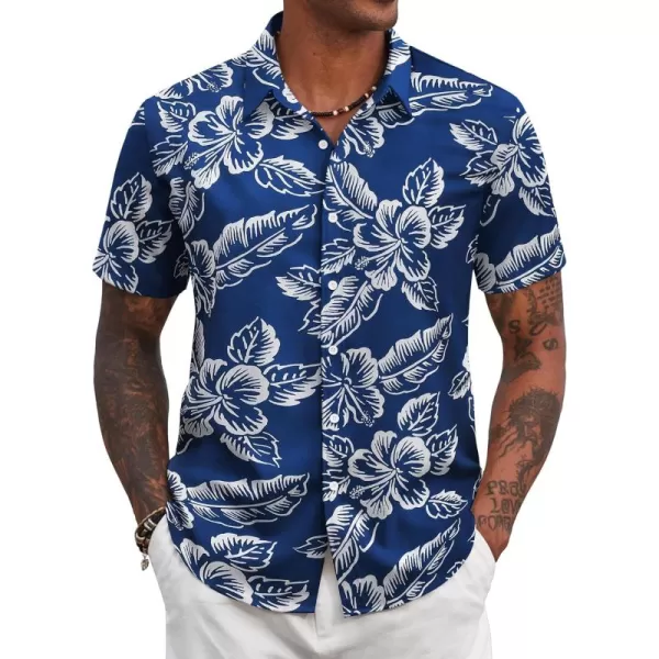 COOFANDY Mens Hawaiian Floral Shirts Tropical Button Down Shirt Summer Beach Shirt