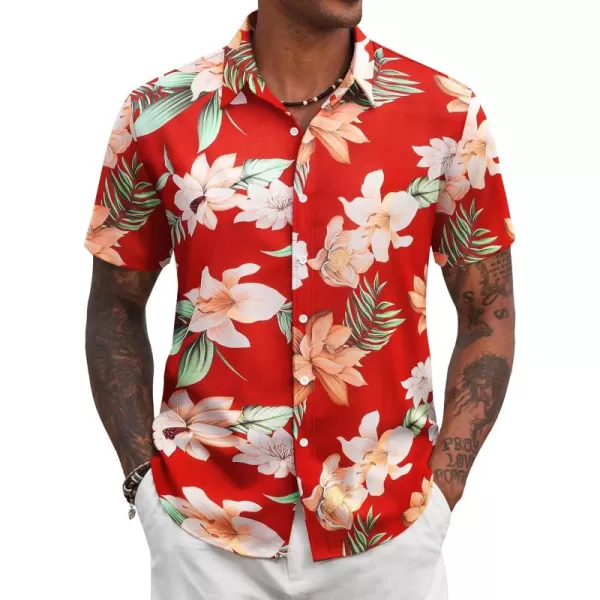 COOFANDY Mens Hawaiian Floral Shirts Tropical Button Down Shirt Summer Beach Shirt
