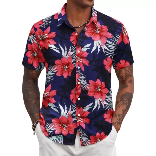 COOFANDY Mens Hawaiian Floral Shirts Tropical Button Down Shirt Summer Beach Shirt