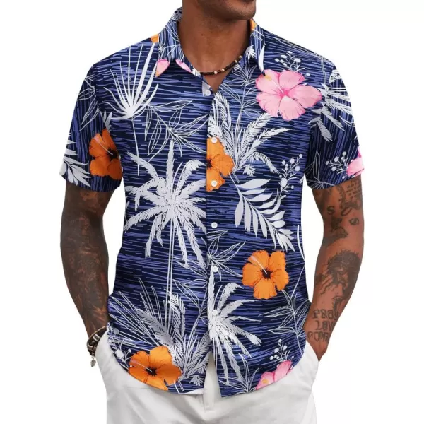 COOFANDY Mens Hawaiian Floral Shirts Tropical Button Down Shirt Summer Beach Shirt