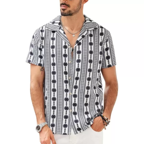 COOFANDY Mens Hawaiian Shirts Short Sleeve Striped Shirt Button Down Summer Beach Shirts