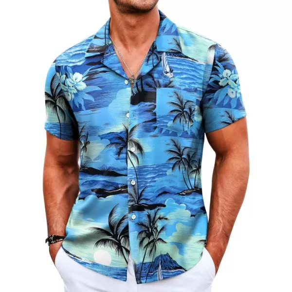 COOFANDY Mens Hawaiian Shirts Short Sleeve Tropical Button Down Shirts Casual Summer Beach Shirts