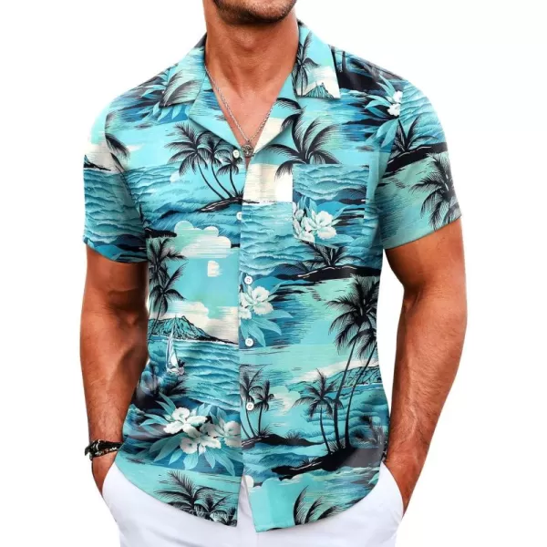 COOFANDY Mens Hawaiian Shirts Short Sleeve Tropical Button Down Shirts Casual Summer Beach Shirts