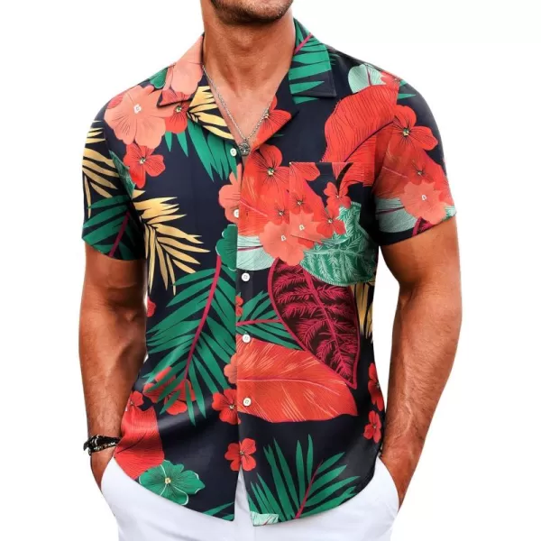COOFANDY Mens Hawaiian Shirts Short Sleeve Tropical Button Down Shirts Casual Summer Beach Shirts