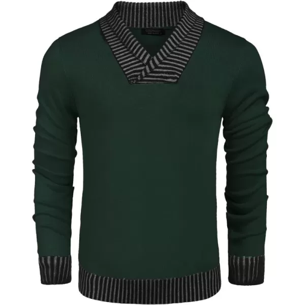 COOFANDY Men's Knitted Dress Sweater Casual V-Neck Slim Fit Pullover Knitwear Shawl Collar Sweaters