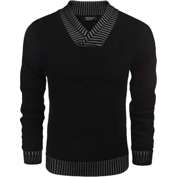 COOFANDY Men's Knitted Dress Sweater Casual V-Neck Slim Fit Pullover Knitwear Shawl Collar Sweaters