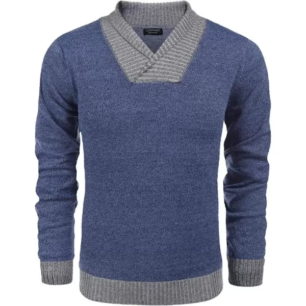 COOFANDY Men's Knitted Dress Sweater Casual V-Neck Slim Fit Pullover Knitwear Shawl Collar Sweaters