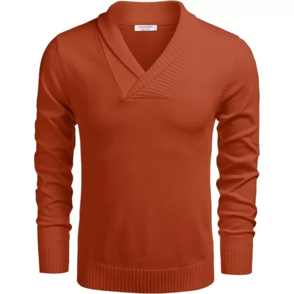 COOFANDY Men's Knitted Dress Sweater Casual V-Neck Slim Fit Pullover Knitwear Shawl Collar Sweaters