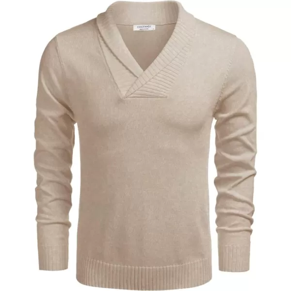 COOFANDY Men's Knitted Dress Sweater Casual V-Neck Slim Fit Pullover Knitwear Shawl Collar Sweaters
