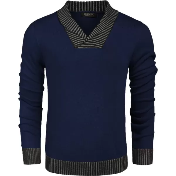 COOFANDY Men's Knitted Dress Sweater Casual V-Neck Slim Fit Pullover Knitwear Shawl Collar Sweaters