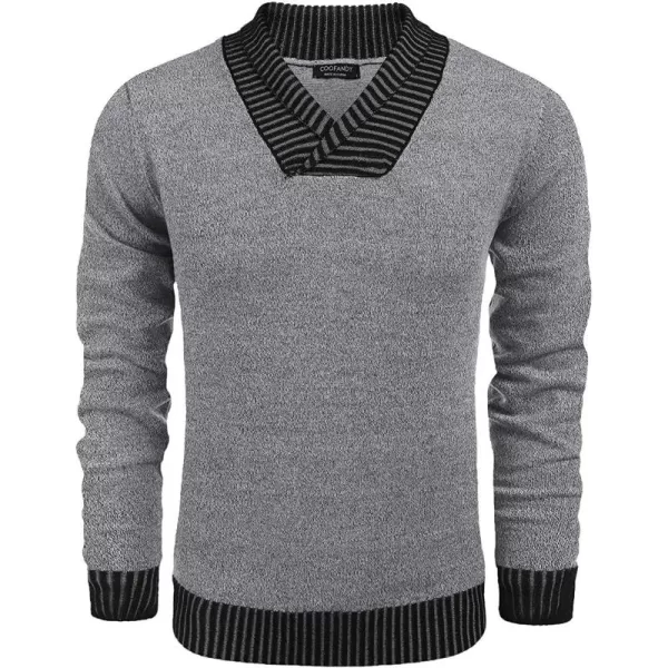 COOFANDY Men's Knitted Dress Sweater Casual V-Neck Slim Fit Pullover Knitwear Shawl Collar Sweaters