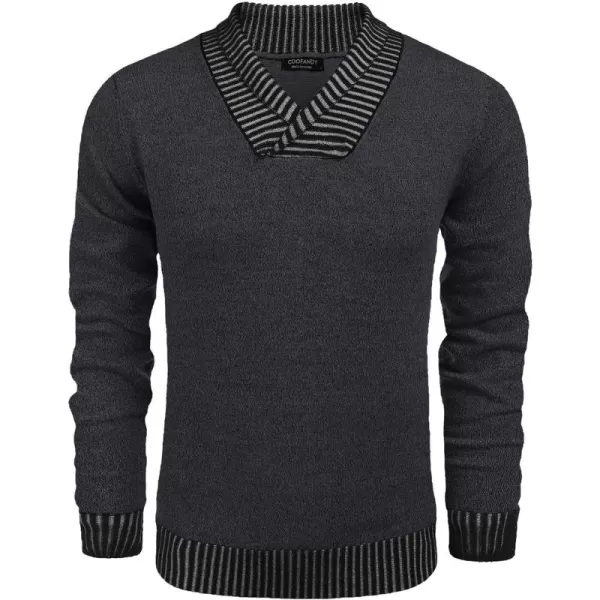COOFANDY Men's Knitted Dress Sweater Casual V-Neck Slim Fit Pullover Knitwear Shawl Collar Sweaters