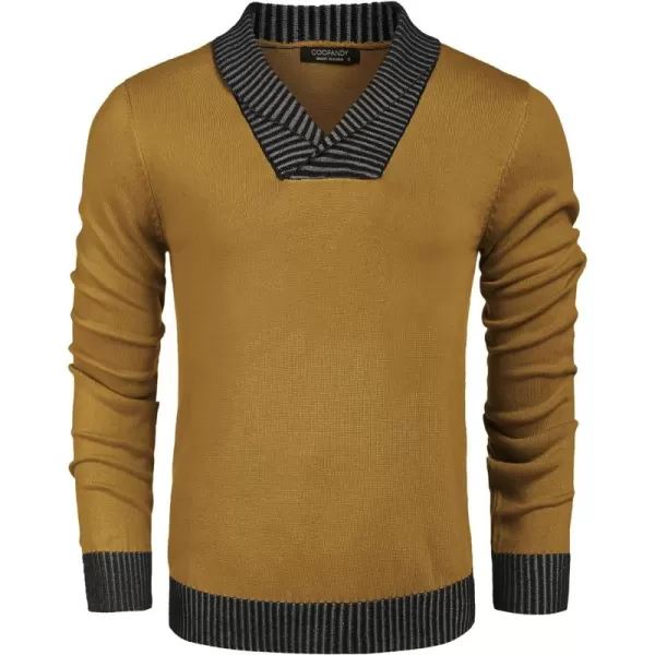 COOFANDY Men's Knitted Dress Sweater Casual V-Neck Slim Fit Pullover Knitwear Shawl Collar Sweaters