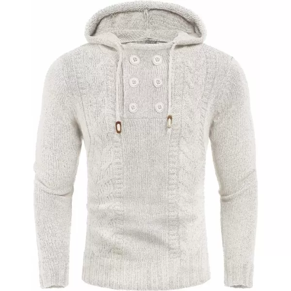 COOFANDY Men's Knitted Hoodies Pullover Casual Long Sleeve Turtleneck Sweaters