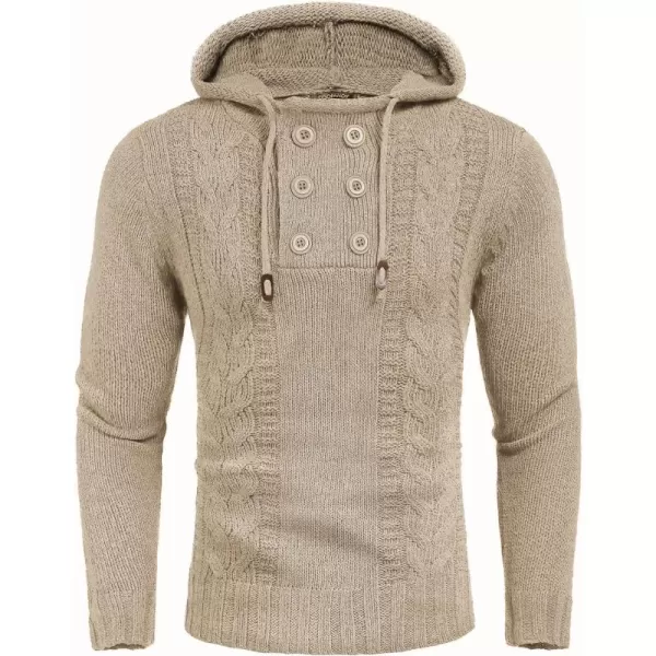 COOFANDY Men's Knitted Hoodies Pullover Casual Long Sleeve Turtleneck Sweaters