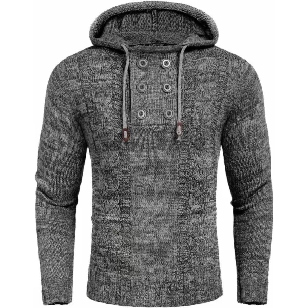 COOFANDY Men's Knitted Hoodies Pullover Casual Long Sleeve Turtleneck Sweaters