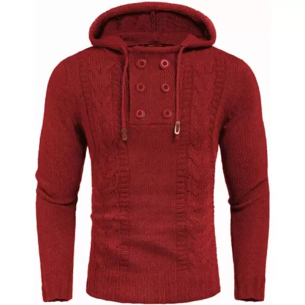 COOFANDY Men's Knitted Hoodies Pullover Casual Long Sleeve Turtleneck Sweaters