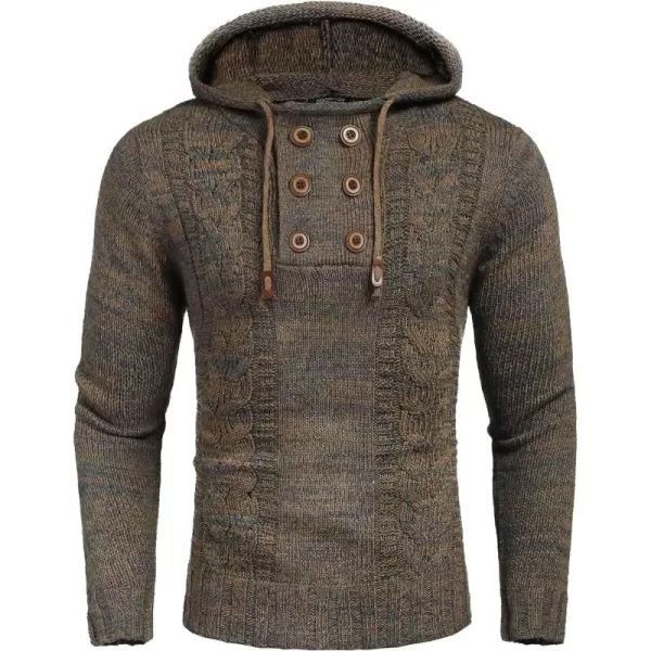 COOFANDY Men's Knitted Hoodies Pullover Casual Long Sleeve Turtleneck Sweaters