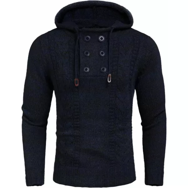 COOFANDY Men's Knitted Hoodies Pullover Casual Long Sleeve Turtleneck Sweaters