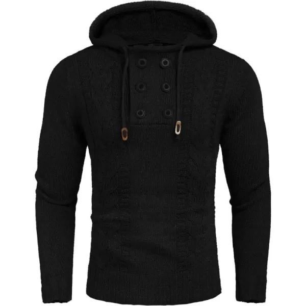 COOFANDY Men's Knitted Hoodies Pullover Casual Long Sleeve Turtleneck Sweaters