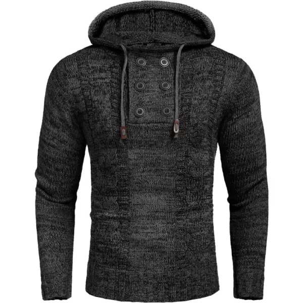 COOFANDY Men's Knitted Hoodies Pullover Casual Long Sleeve Turtleneck Sweaters