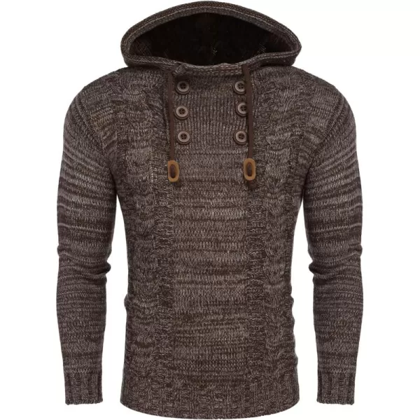 COOFANDY Men's Knitted Hoodies Pullover Casual Long Sleeve Turtleneck Sweaters