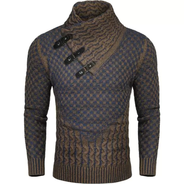 COOFANDY Men's Knitted Turtleneck Sweater Long Sleeve Slim Fit Designer Shawl Collar Pullover