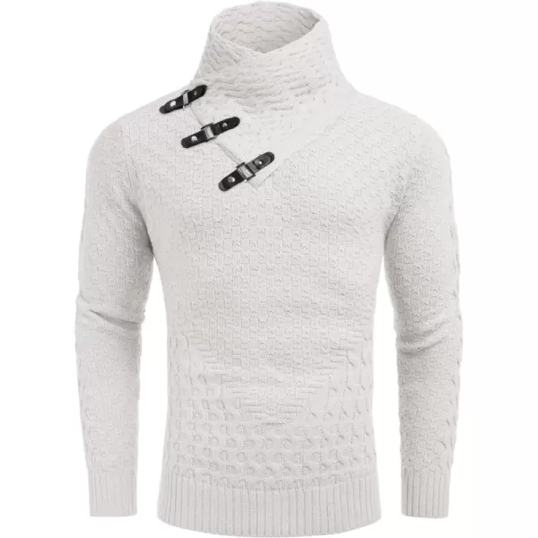 COOFANDY Men's Knitted Turtleneck Sweater Long Sleeve Slim Fit Designer Shawl Collar Pullover