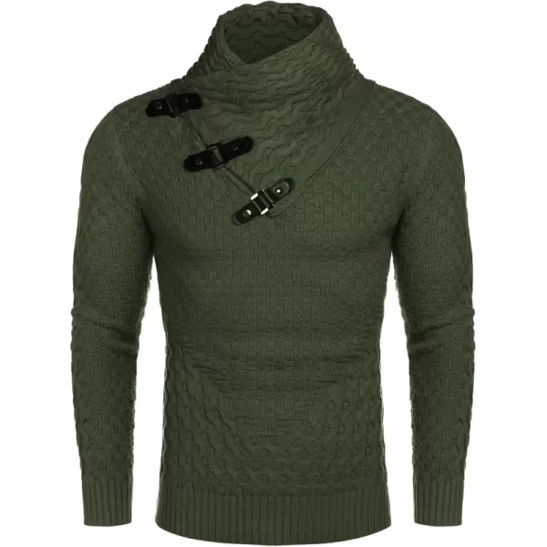 COOFANDY Men's Knitted Turtleneck Sweater Long Sleeve Slim Fit Designer Shawl Collar Pullover