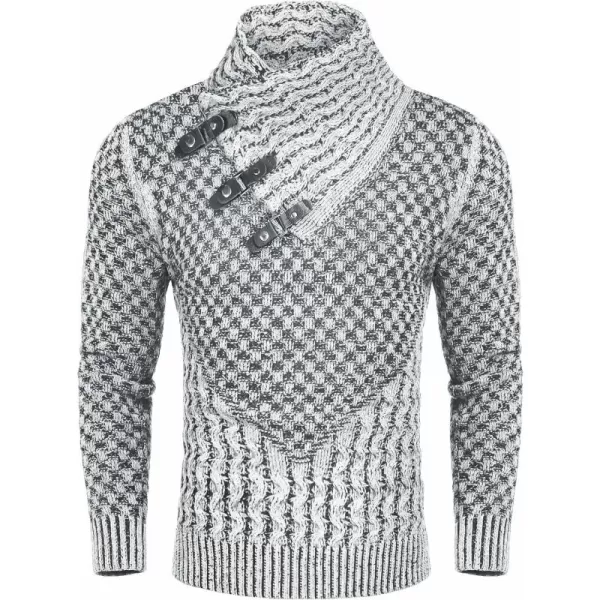 COOFANDY Men's Knitted Turtleneck Sweater Long Sleeve Slim Fit Designer Shawl Collar Pullover