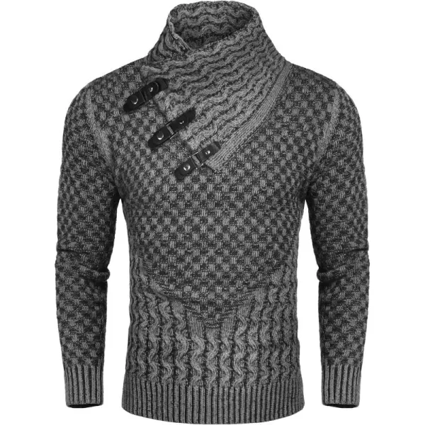 COOFANDY Men's Knitted Turtleneck Sweater Long Sleeve Slim Fit Designer Shawl Collar Pullover