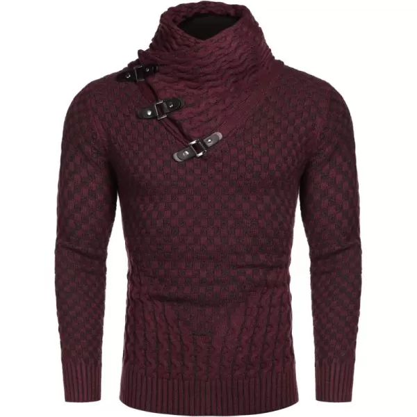 COOFANDY Men's Knitted Turtleneck Sweater Long Sleeve Slim Fit Designer Shawl Collar Pullover