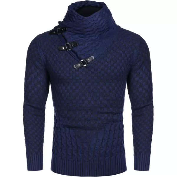 COOFANDY Men's Knitted Turtleneck Sweater Long Sleeve Slim Fit Designer Shawl Collar Pullover