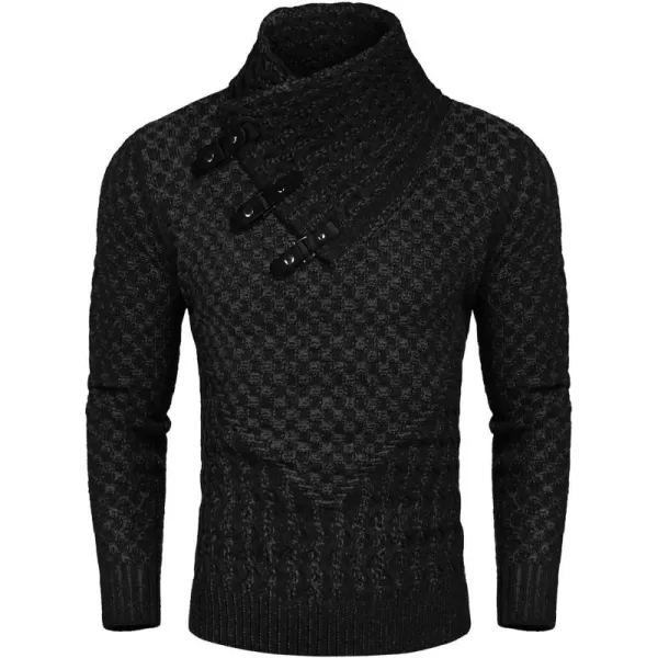 COOFANDY Men's Knitted Turtleneck Sweater Long Sleeve Slim Fit Designer Shawl Collar Pullover