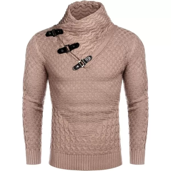 COOFANDY Men's Knitted Turtleneck Sweater Long Sleeve Slim Fit Designer Shawl Collar Pullover