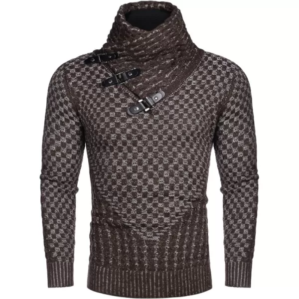 COOFANDY Men's Knitted Turtleneck Sweater Long Sleeve Slim Fit Designer Shawl Collar Pullover