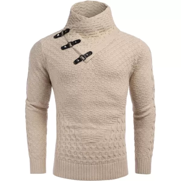 COOFANDY Men's Knitted Turtleneck Sweater Long Sleeve Slim Fit Designer Shawl Collar Pullover