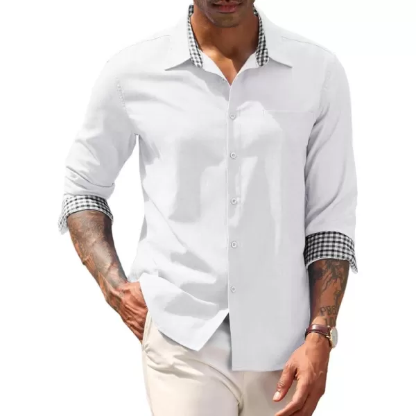 COOFANDY Mens Linen Textured Shirt Long Sleeve Button Down Shirt Casual Oxford Dress Shirt