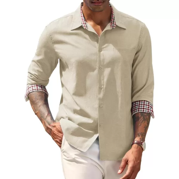 COOFANDY Mens Linen Textured Shirt Long Sleeve Button Down Shirt Casual Oxford Dress Shirt
