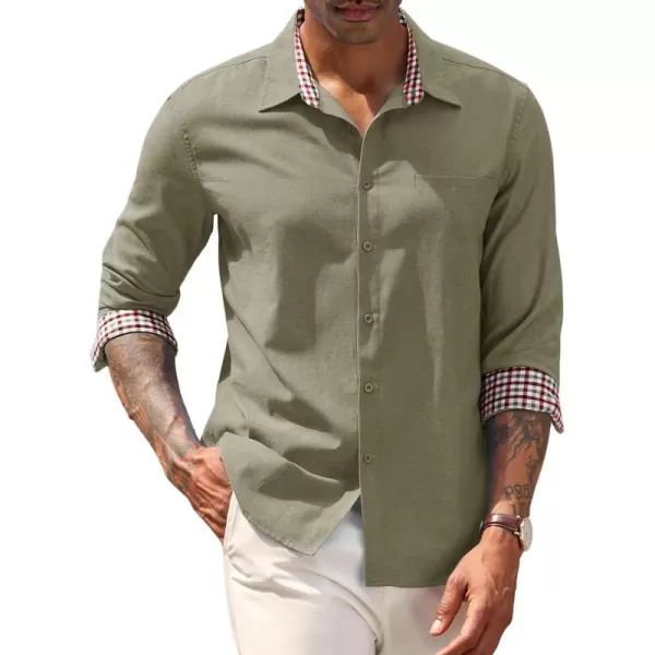 COOFANDY Mens Linen Textured Shirt Long Sleeve Button Down Shirt Casual Oxford Dress Shirt