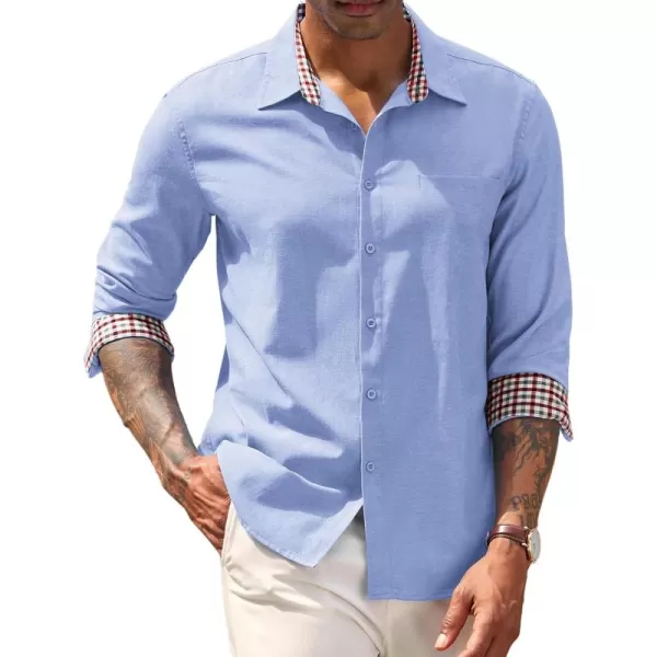 COOFANDY Mens Linen Textured Shirt Long Sleeve Button Down Shirt Casual Oxford Dress Shirt