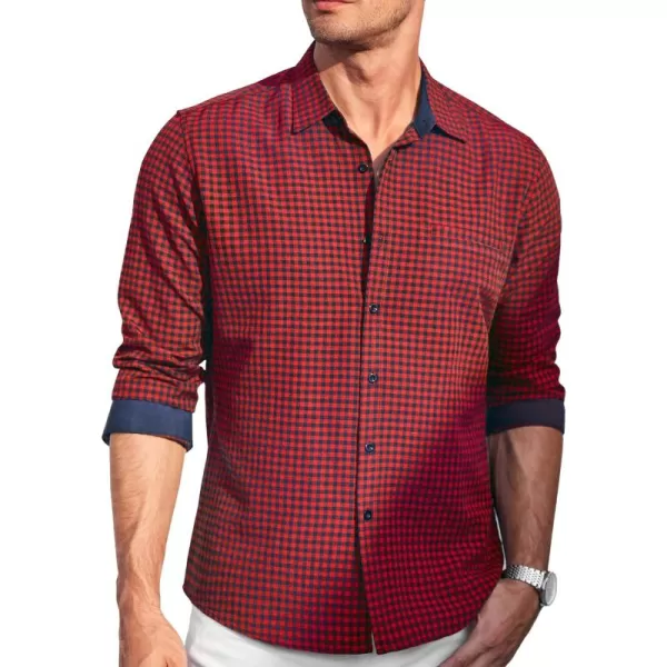 COOFANDY Mens Linen Textured Shirt Long Sleeve Button Down Shirt Casual Oxford Dress Shirt