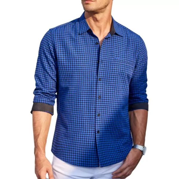 COOFANDY Mens Linen Textured Shirt Long Sleeve Button Down Shirt Casual Oxford Dress Shirt