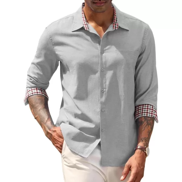 COOFANDY Mens Linen Textured Shirt Long Sleeve Button Down Shirt Casual Oxford Dress Shirt