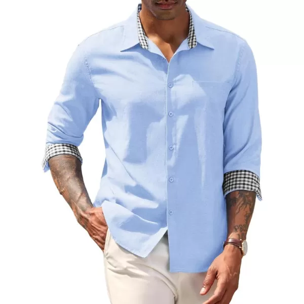 COOFANDY Mens Linen Textured Shirt Long Sleeve Button Down Shirt Casual Oxford Dress Shirt
